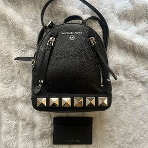 Brooklyn Micheal Kors Studded Mini Black Leather Backpack Wallet